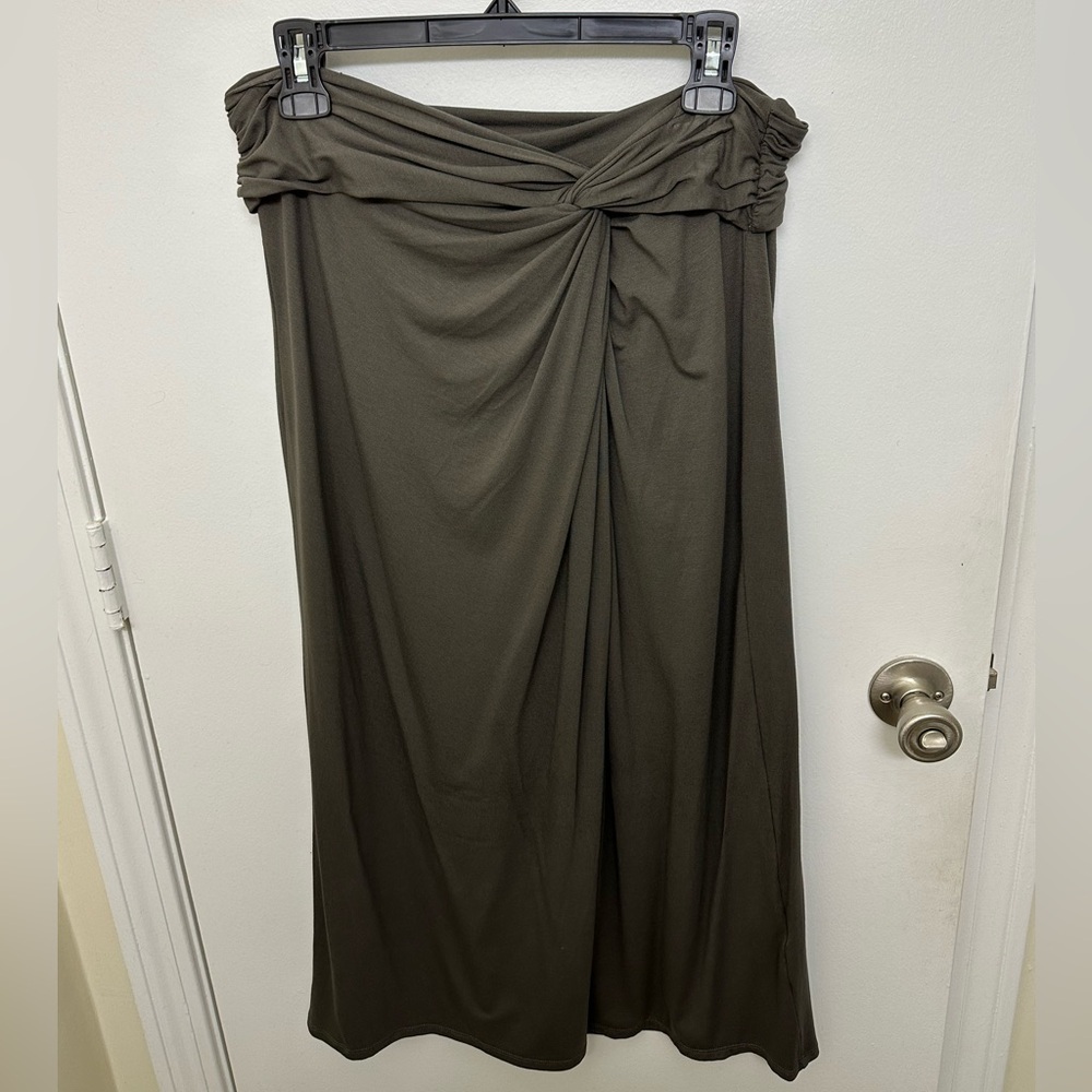 Max Studio Army Green Twist Waist Maxi Skirt, Size XL